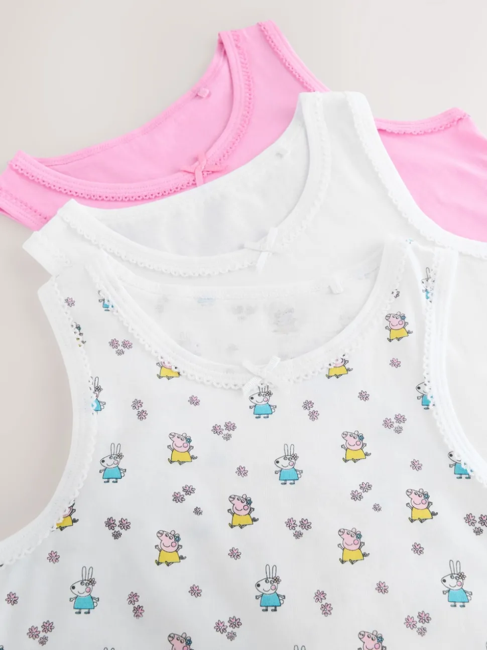 Pink Peppa Pig 3 Pack Classic Vests (1.5-8yrs)