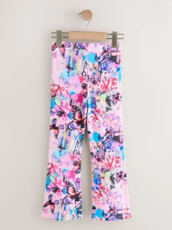 Pink/Purple/Graffiti 4 Pack Flared Leggings (3-16yrs)
