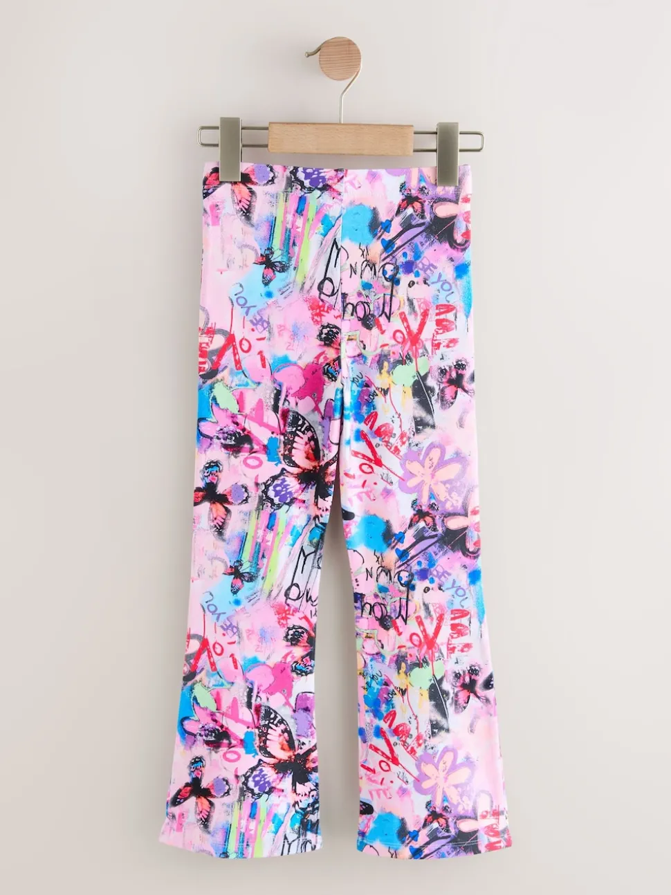Pink/Purple/Graffiti 4 Pack Flared Leggings (3-16yrs)