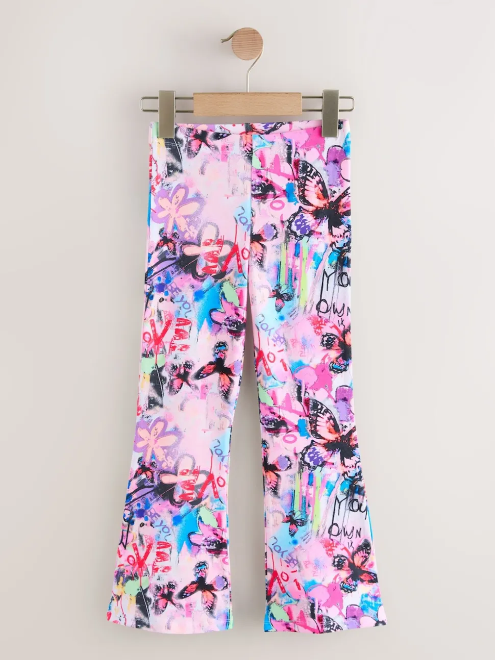 Pink/Purple/Graffiti 4 Pack Flared Leggings (3-16yrs)