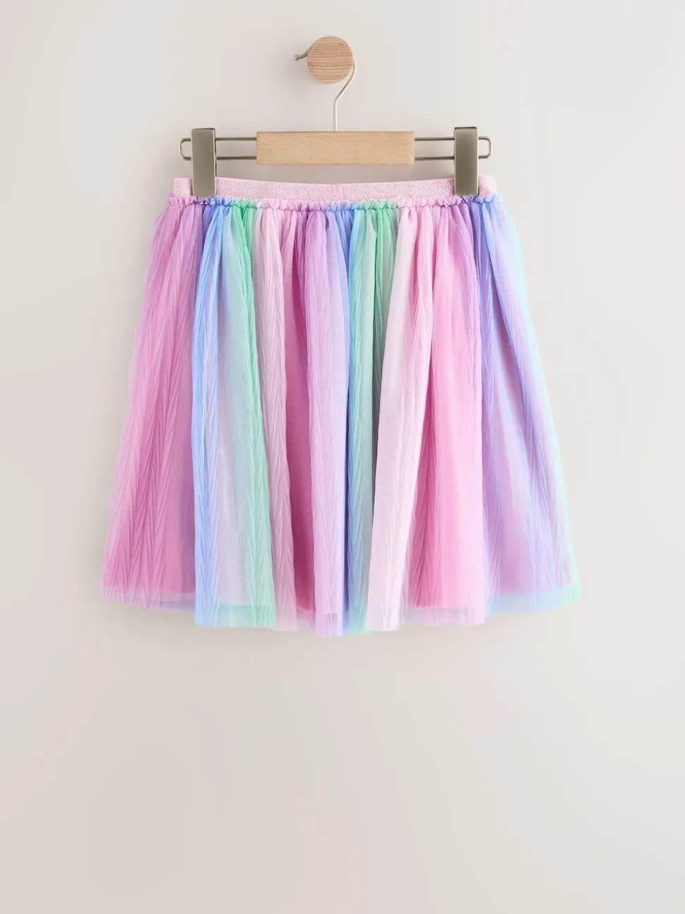 Pink/Rainbow Pull On Mesh Skirt (3-16yrs)