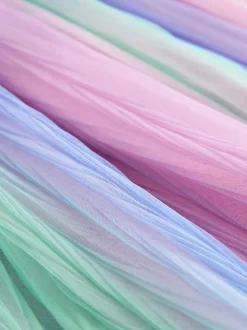 Pink/Rainbow Pull On Mesh Skirt (3-16yrs)