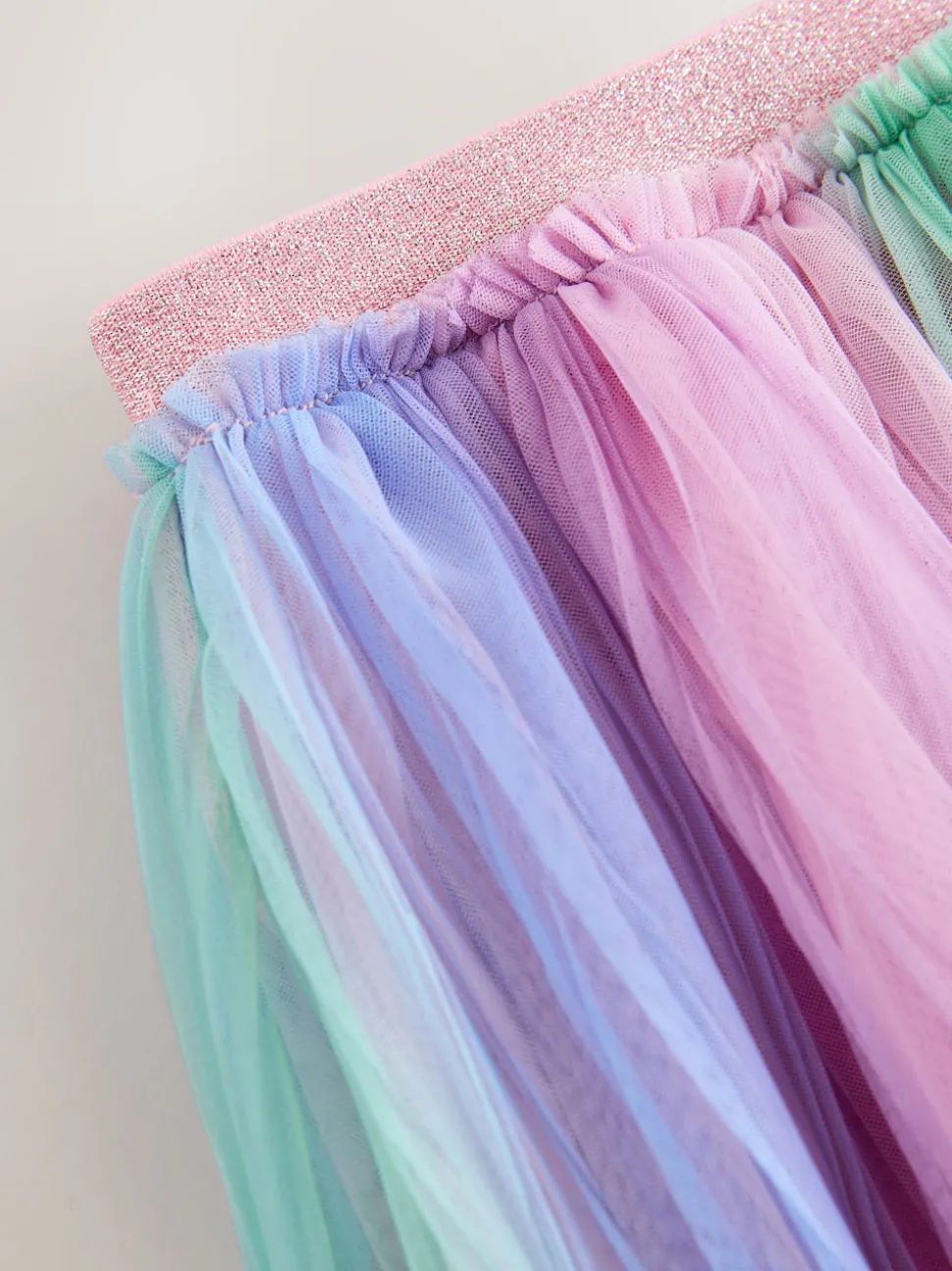 Pink/Rainbow Pull On Mesh Skirt (3-16yrs)