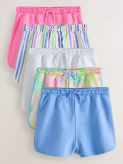 Pink/Rainbow/Stripe 5 Pack Racer Shorts (3-16yrs)