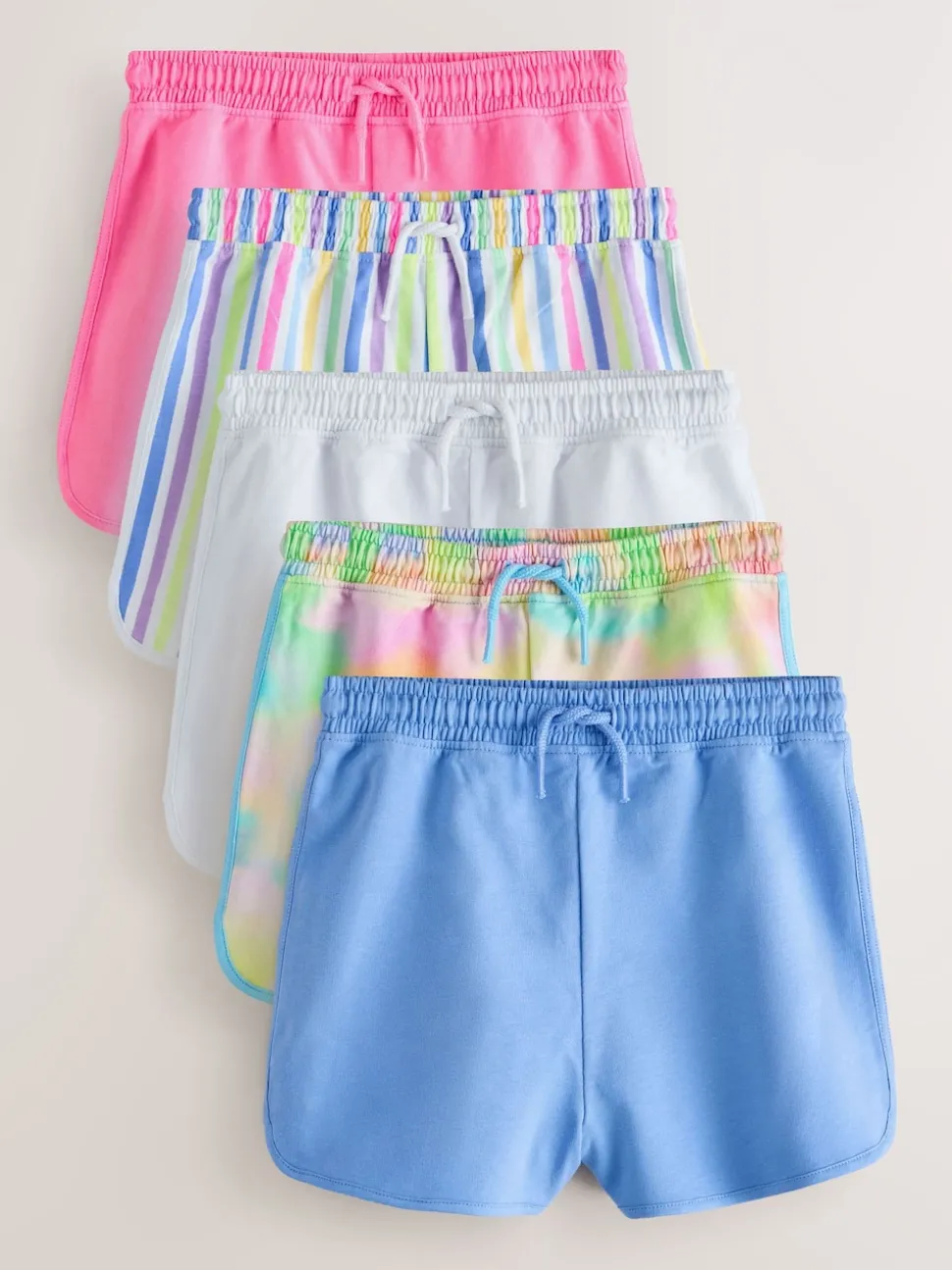 Pink/Rainbow/Stripe 5 Pack Racer Shorts (3-16yrs)