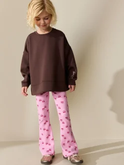 Pink/Red Cherry 1 Pack Rib Flare Leggings (3-16yrs)
