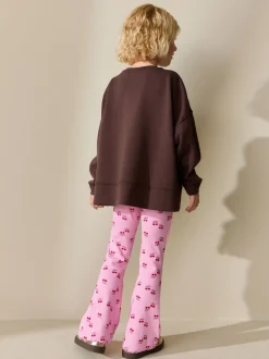 Pink/Red Cherry 1 Pack Rib Flare Leggings (3-16yrs)