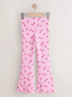 Pink/Red Cherry 1 Pack Rib Flare Leggings (3-16yrs)