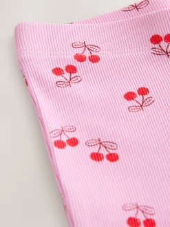 Pink/Red Cherry 1 Pack Rib Flare Leggings (3-16yrs)