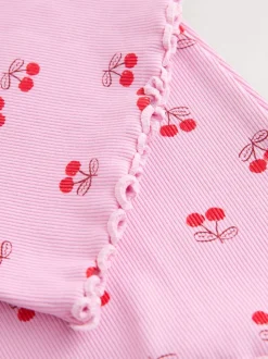Pink/Red Cherry 1 Pack Rib Flare Leggings (3-16yrs)
