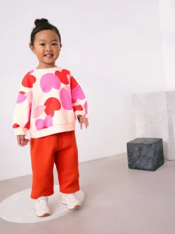 Pink/Red Heart Sweatshirt and Barrel Leg Joggers Set (3mths-7yrs)