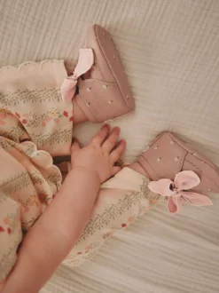 Pink Rust Baby Floral Print Boots (0-18mths)