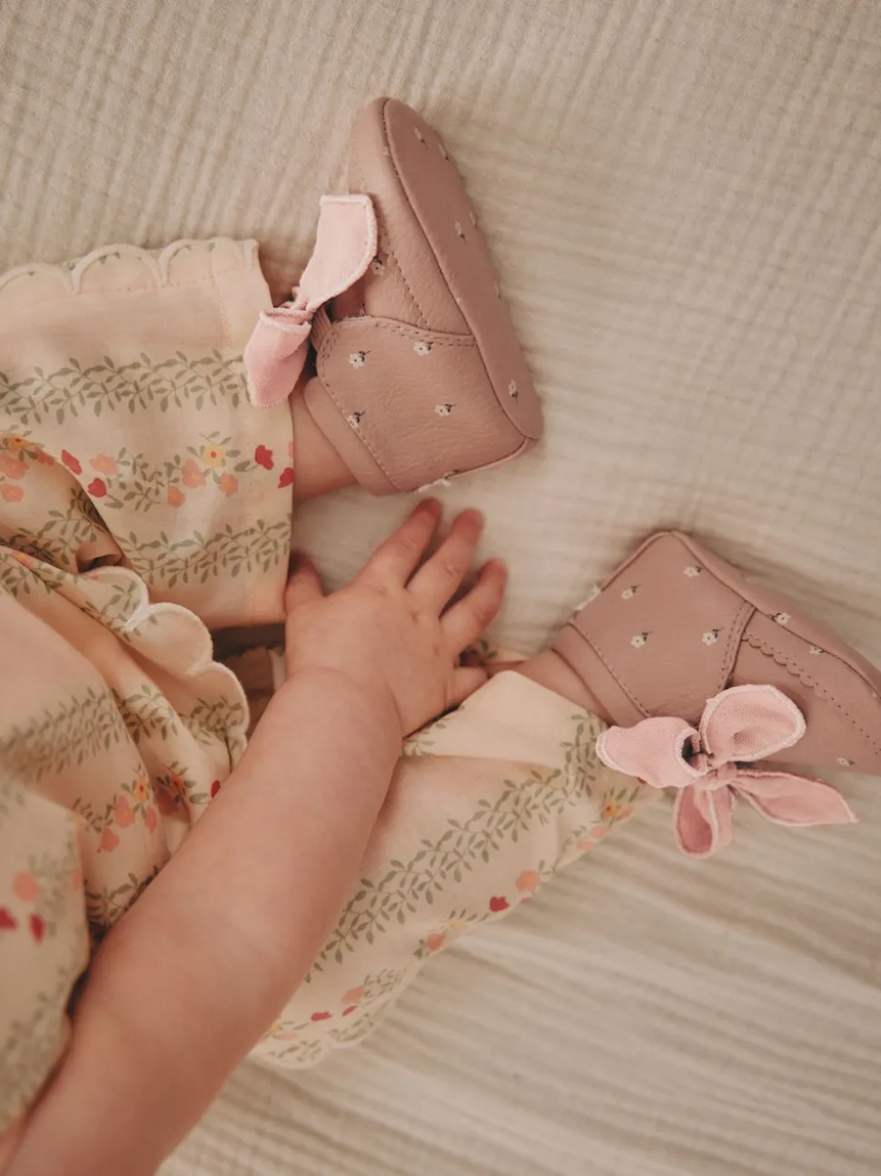 Pink Rust Baby Floral Print Boots (0-18mths)