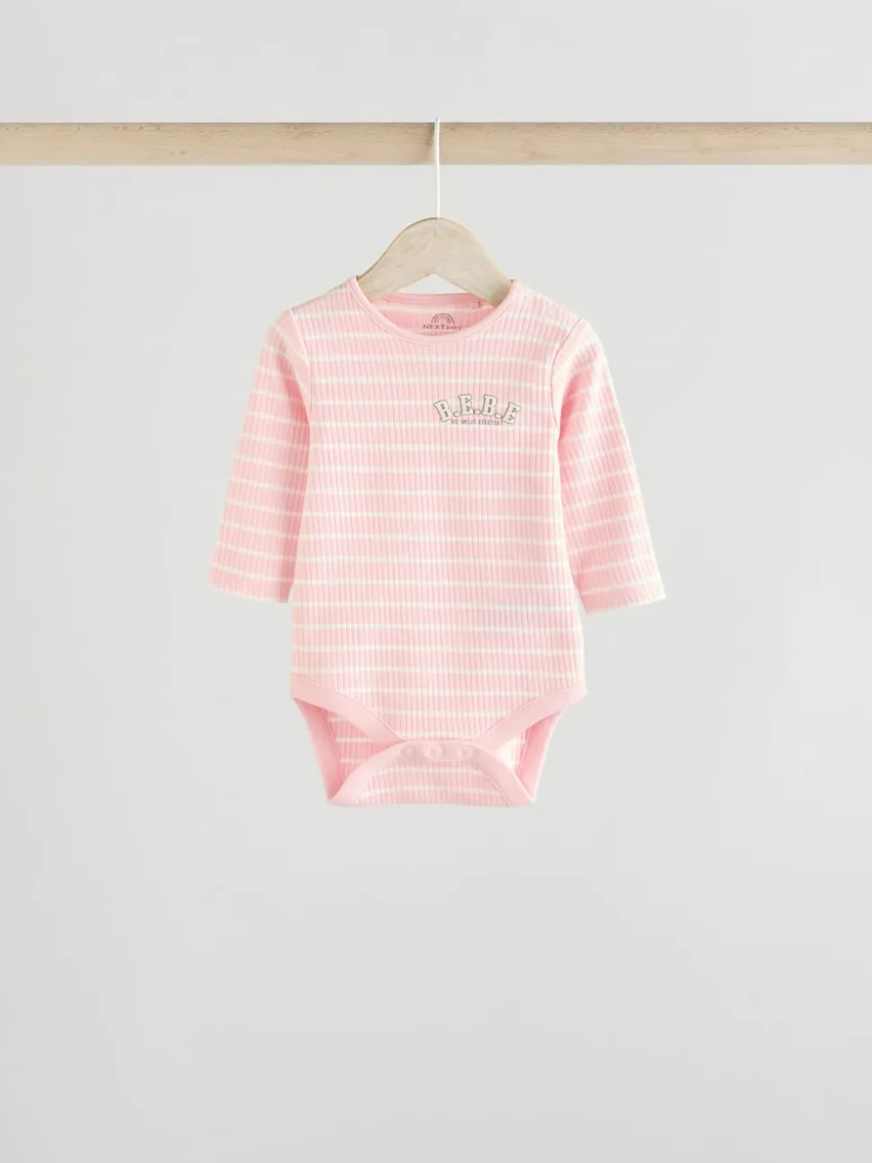 Pink Slogan 3 Pack Long Sleeve Baby Bodysuits