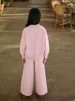 Pink Slogan Sweatshirt And Wide Leg Joggers Set (3-16yrs)