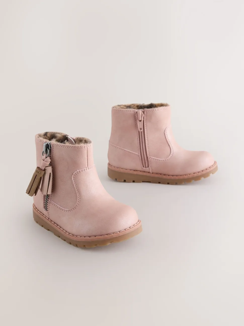 Pink Standard Fit (F) Chelsea Zip Tassel Ankle Boots