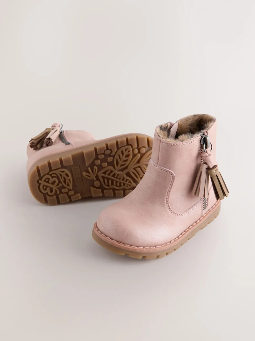 Pink Standard Fit (F) Chelsea Zip Tassel Ankle Boots