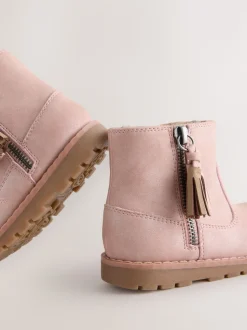 Pink Standard Fit (F) Chelsea Zip Tassel Ankle Boots