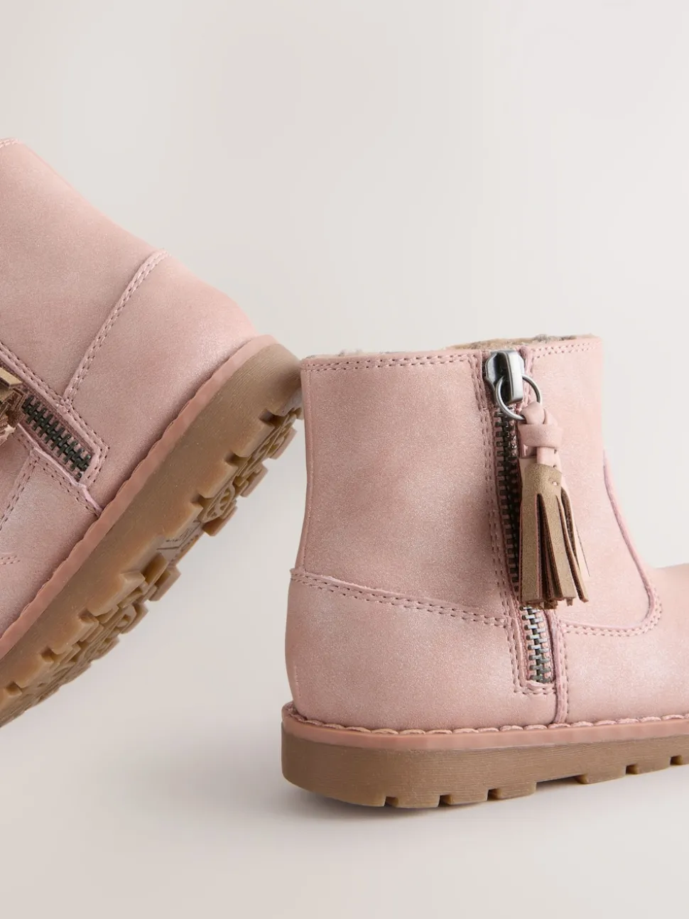 Pink Standard Fit (F) Chelsea Zip Tassel Ankle Boots