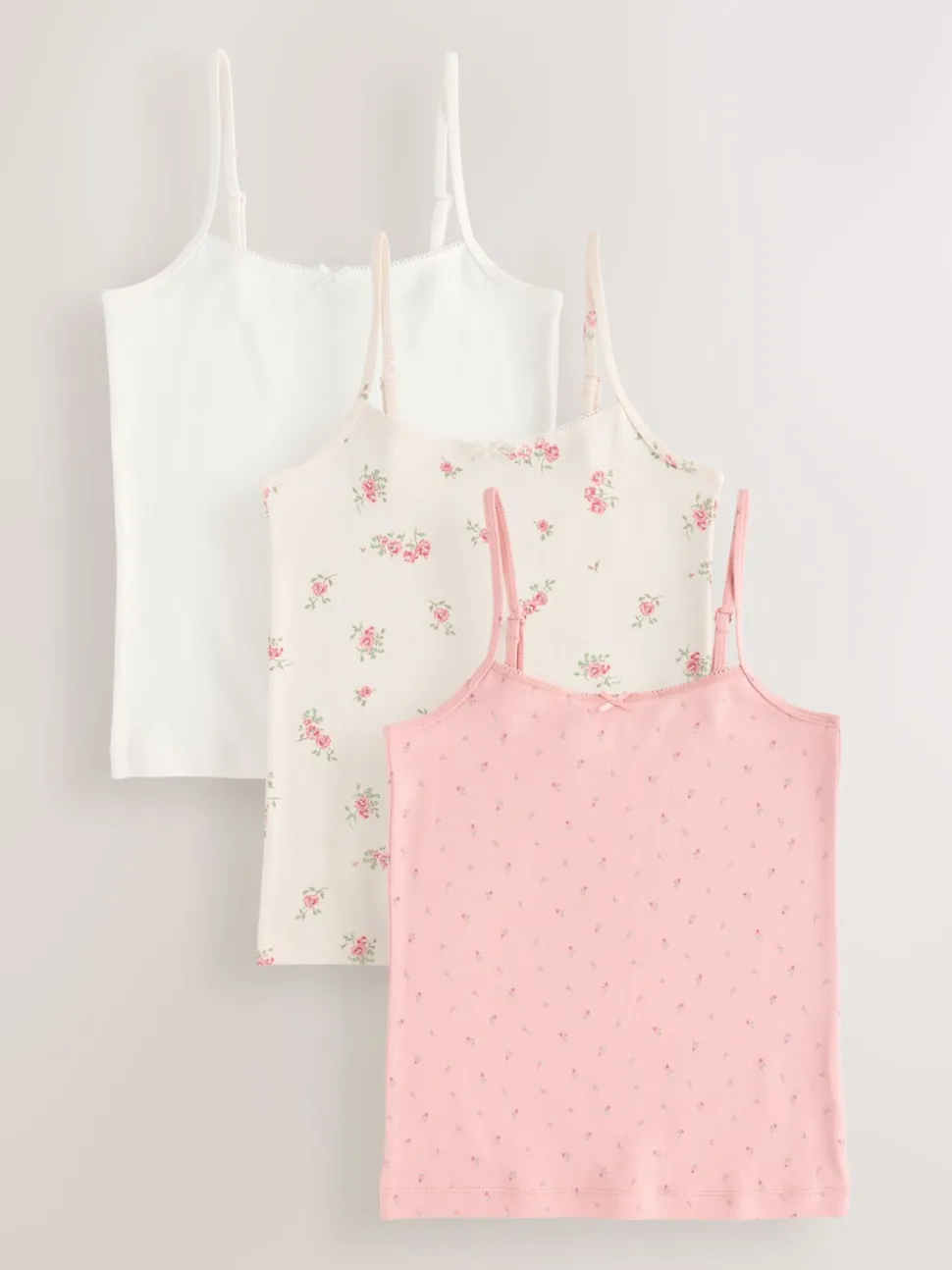 Pink Strappy Printed Cami Vests 3 Pack (1.5-16yrs)