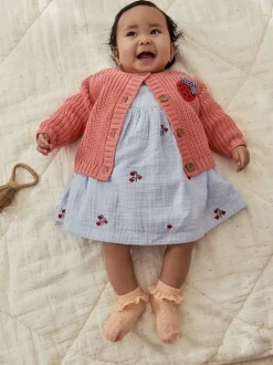 Pink Strawberry Baby Embroidered Back Cardigan (0mths-2yrs)