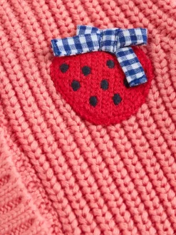Pink Strawberry Baby Embroidered Back Cardigan (0mths-2yrs)