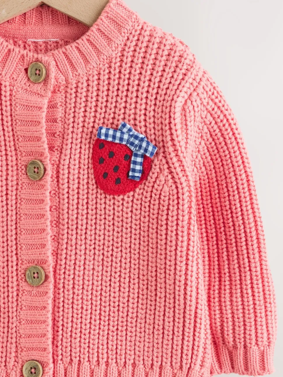 Pink Strawberry Baby Embroidered Back Cardigan (0mths-2yrs)