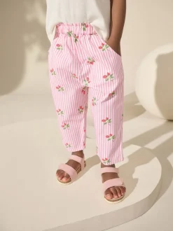 Pink Strawberry Print Pull On Trousers (3mths-7yrs)