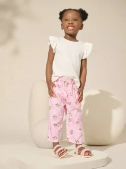 Pink Strawberry Print Pull On Trousers (3mths-7yrs)