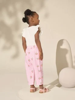 Pink Strawberry Print Pull On Trousers (3mths-7yrs)