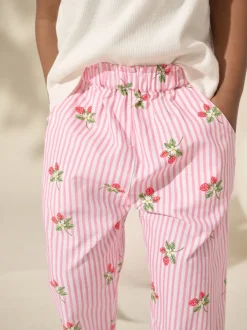Pink Strawberry Print Pull On Trousers (3mths-7yrs)