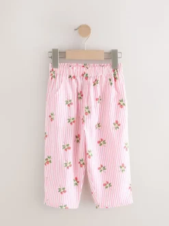 Pink Strawberry Print Pull On Trousers (3mths-7yrs)