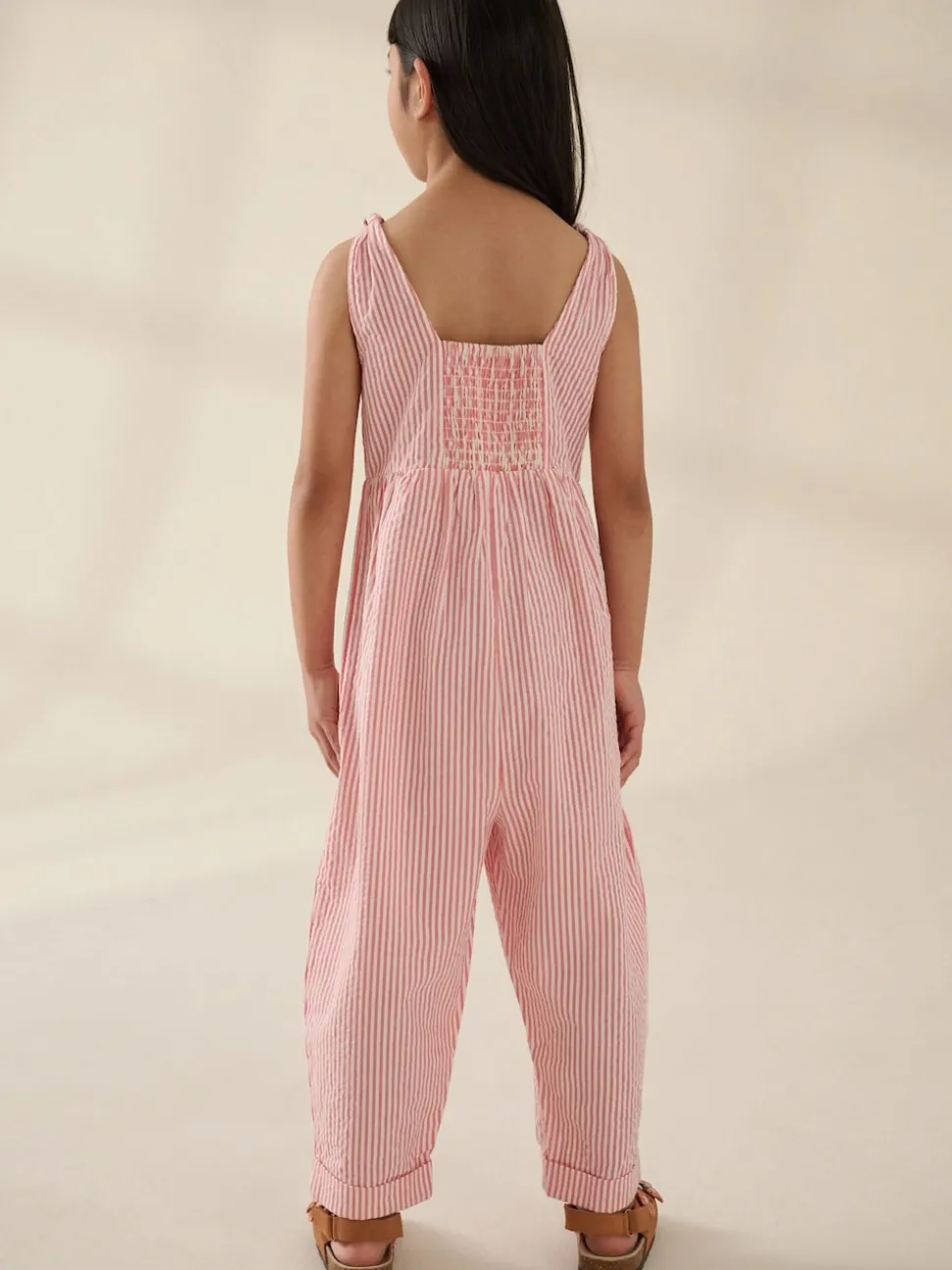 Pink Stripe 100% Cotton Barrel Playsuit (3-16yrs)