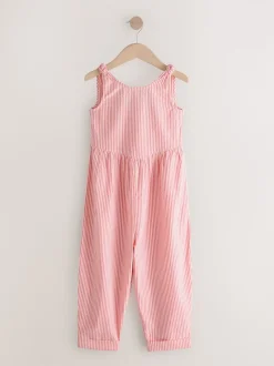 Pink Stripe 100% Cotton Barrel Playsuit (3-16yrs)