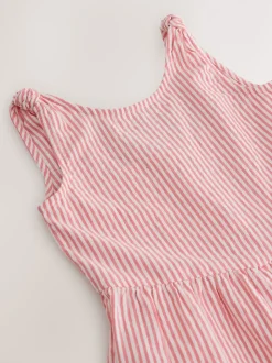 Pink Stripe 100% Cotton Barrel Playsuit (3-16yrs)