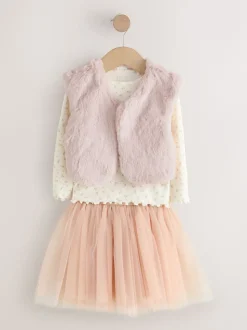 Pink T-Shirt Gilet & Skirt 3 Piece Set (3mths-7yrs)