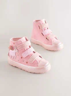 Pink Unicorn Touch Fastening High Top Trainers