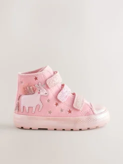 Pink Unicorn Touch Fastening High Top Trainers