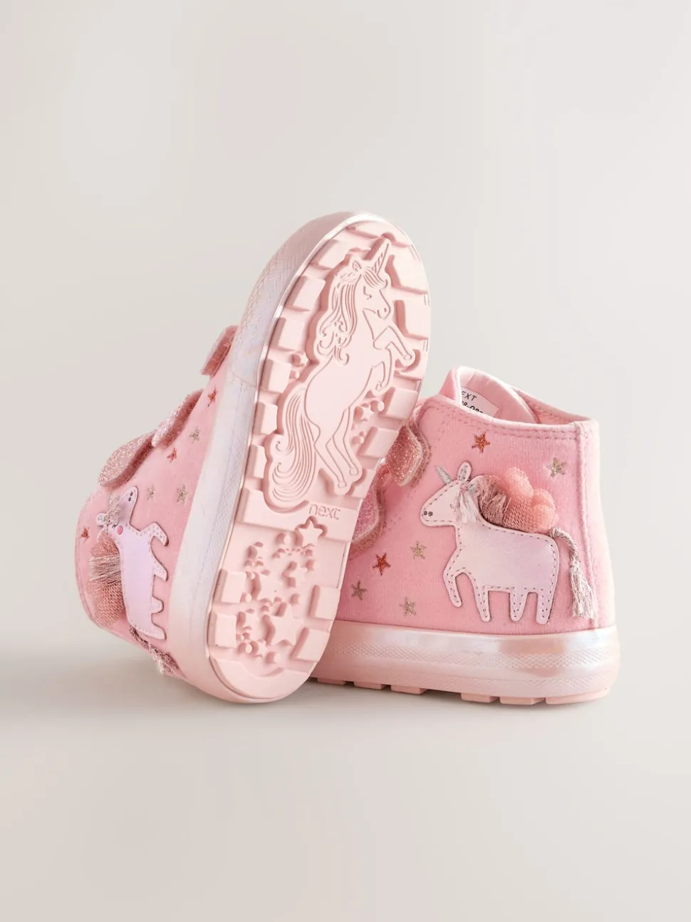 Pink Unicorn Touch Fastening High Top Trainers