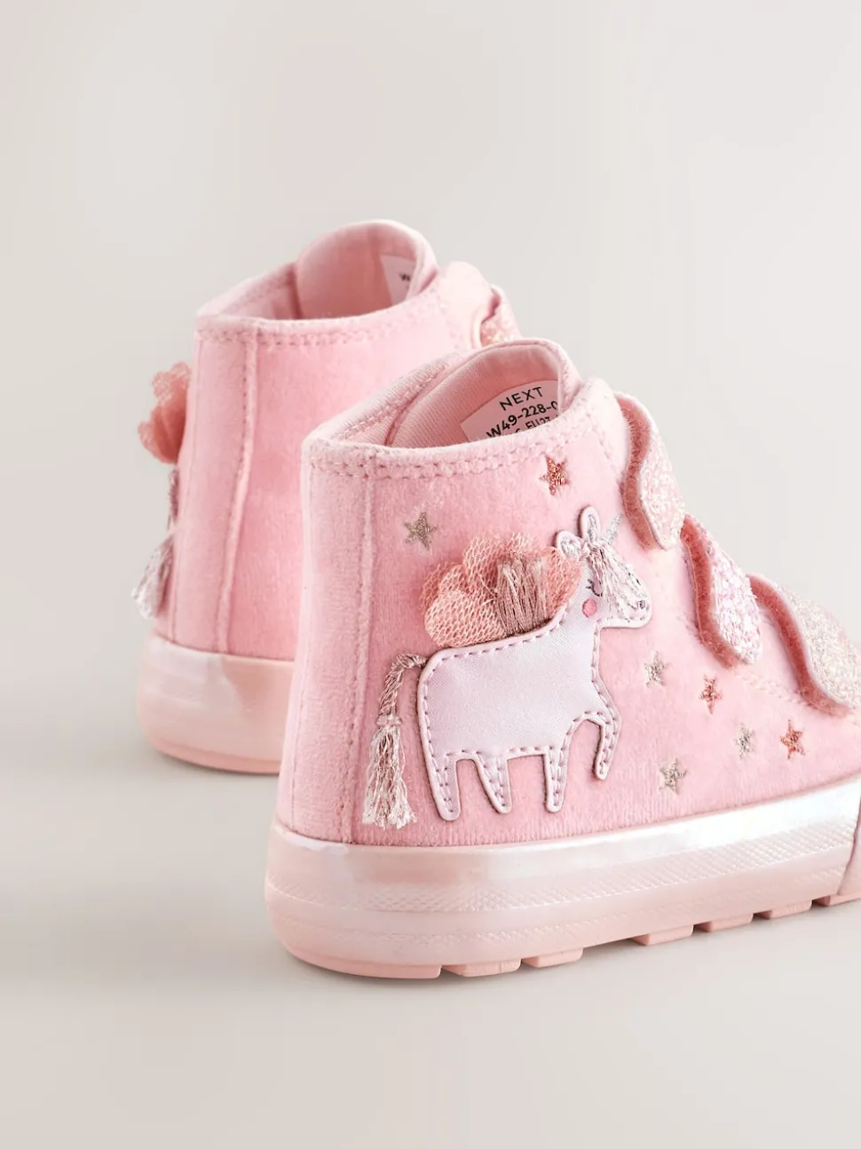 Pink Unicorn Touch Fastening High Top Trainers