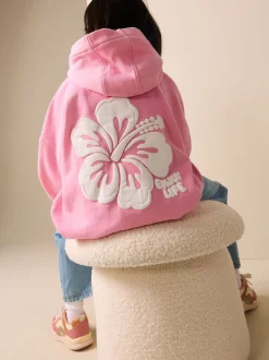 Pink Washed Flower Hoodie (3-16yrs)