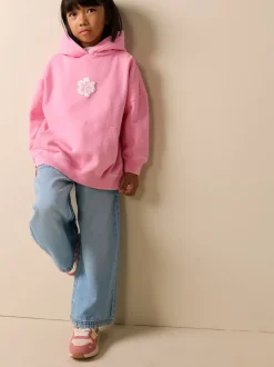 Pink Washed Flower Hoodie (3-16yrs)