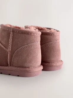 Pink Water Repellent Standard Fit (F) Suede Pull On Boots