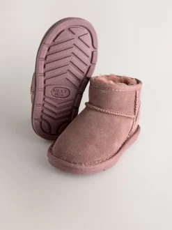 Pink Water Repellent Standard Fit (F) Suede Pull On Boots