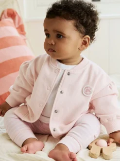 Pink/White Baby Jacket, Top and Leggings Set 3 Piece (0mths-2yrs)