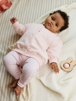 Pink/White Baby Jacket, Top and Leggings Set 3 Piece (0mths-2yrs)