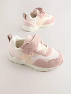 Pink Wide Fit (G) Elastic Lace Touch Fasten Trainers