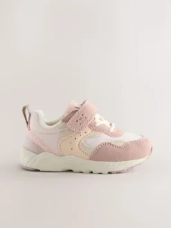 Pink Wide Fit (G) Elastic Lace Touch Fasten Trainers