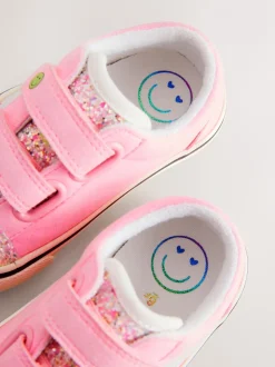 Pink Wide Fit (G) Touch Fastening Trainers