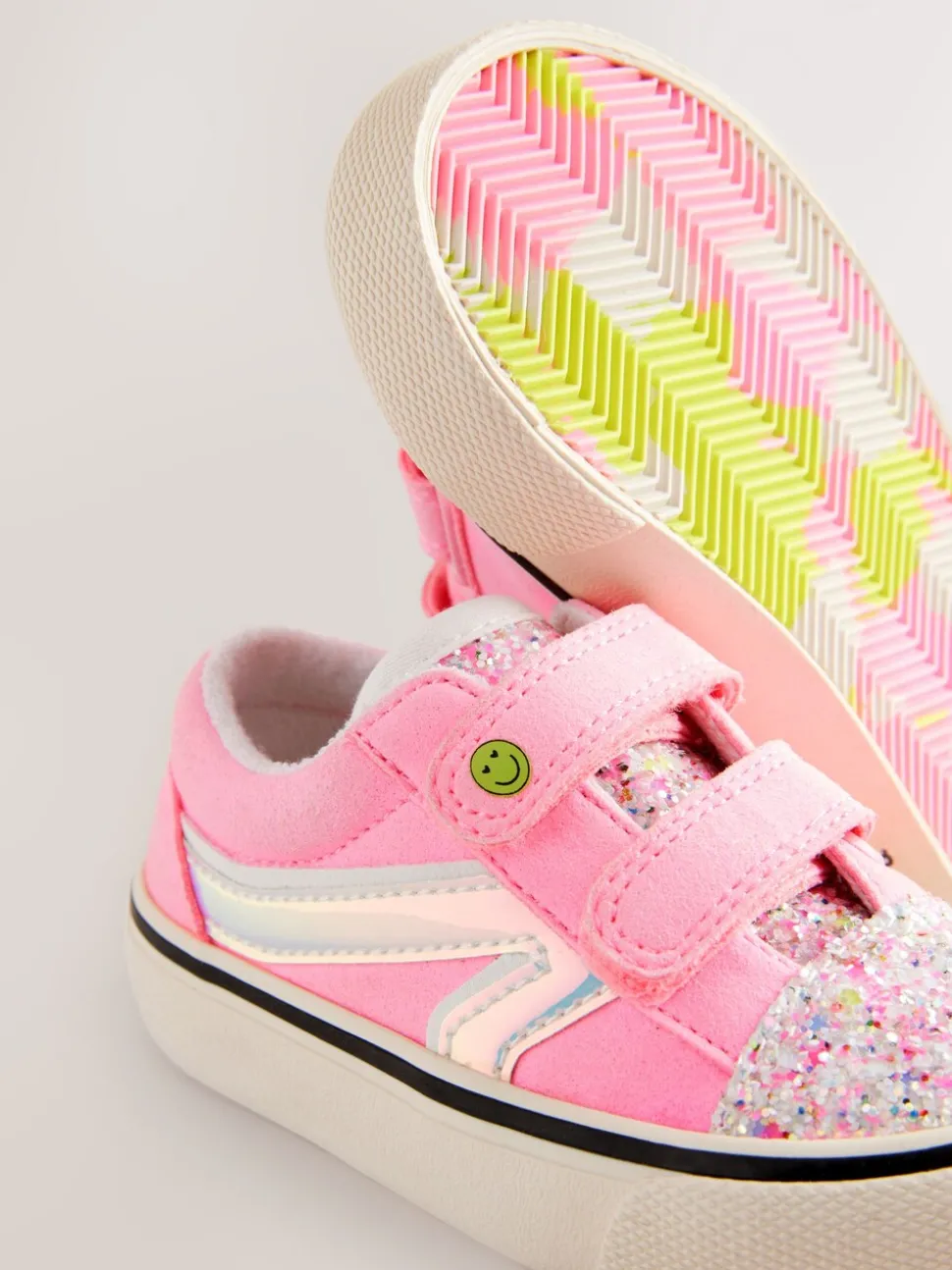 Pink Wide Fit (G) Touch Fastening Trainers